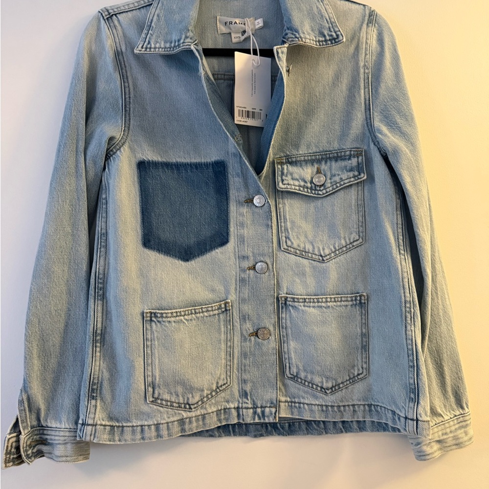 Frame Two-Tone Denim Jacket - Light and Dark Blue - Picture 5 of 6
